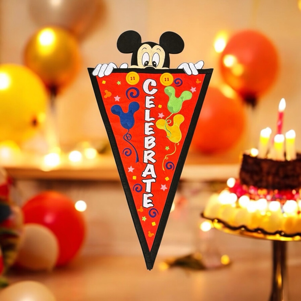 Disney Mickey Mouse “Celebrate” Birthday Party Banner Wall Hanging 44”x 24” Red